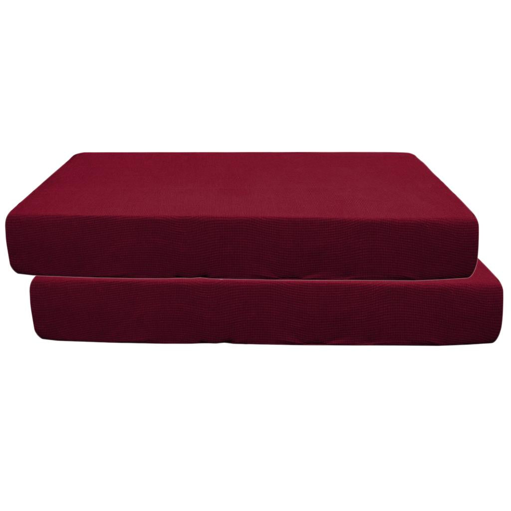 2/3/4pcs Stretch Spandex Jacquard Sofa Seat Cushion Covers Wine Red-2pcs