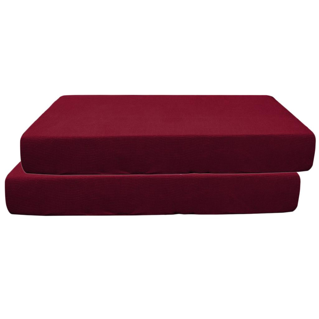 2/3/4pcs Stretch Spandex Jacquard Sofa Seat Cushion Covers Wine Red-2pcs