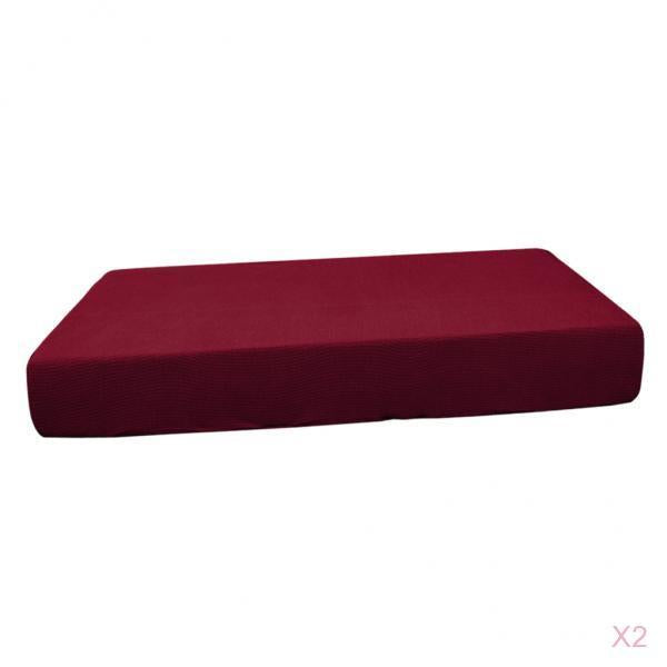 2/3/4pcs Stretch Spandex Jacquard Sofa Seat Cushion Covers Wine Red-2pcs
