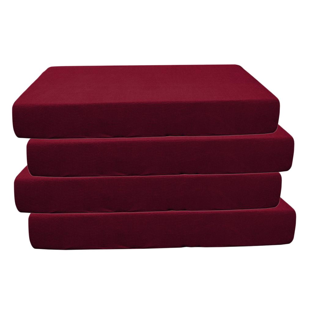 2/3/4pcs Stretch Spandex Jacquard Sofa Seat Cushion Covers Wine Red-4pcs