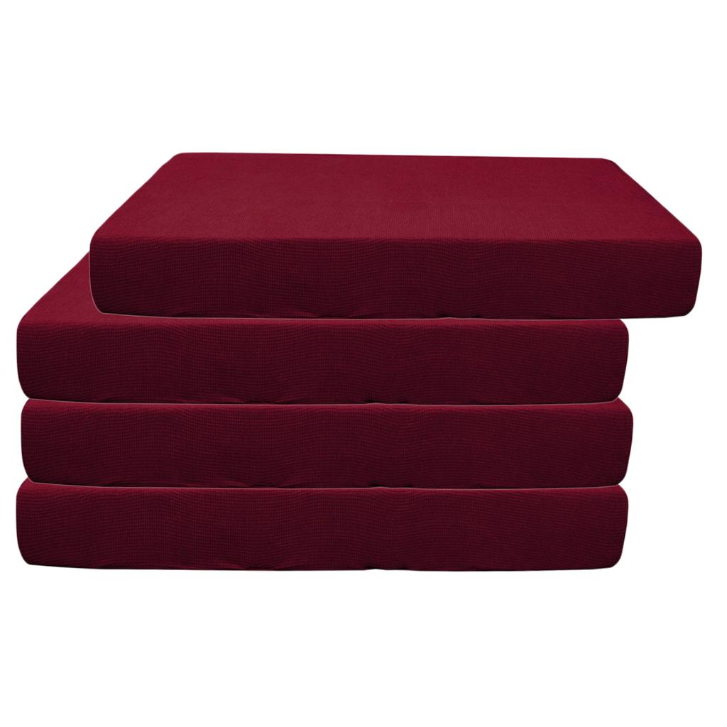 2/3/4pcs Stretch Spandex Jacquard Sofa Seat Cushion Covers Wine Red-4pcs