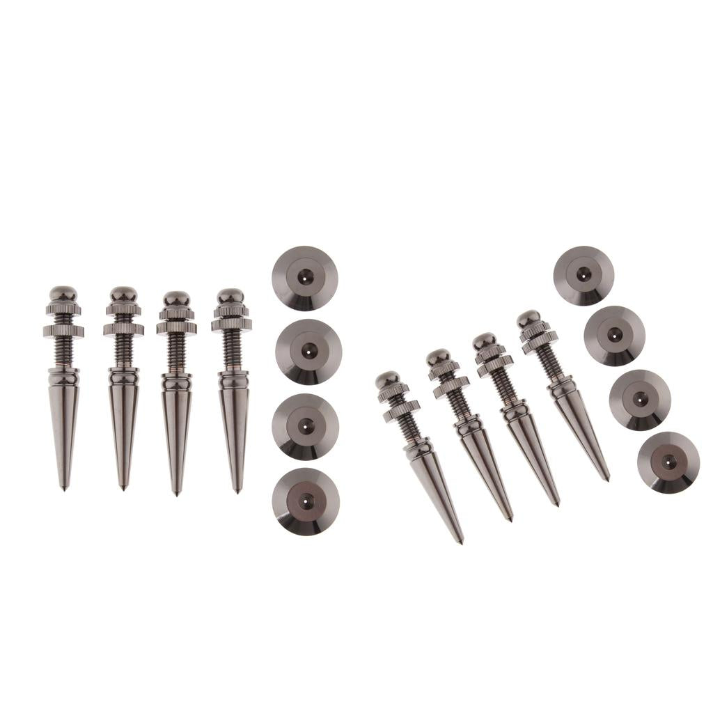 8 Sets Pure Copper Speaker Spikes Feet Base Cones Floor Protectors Gray