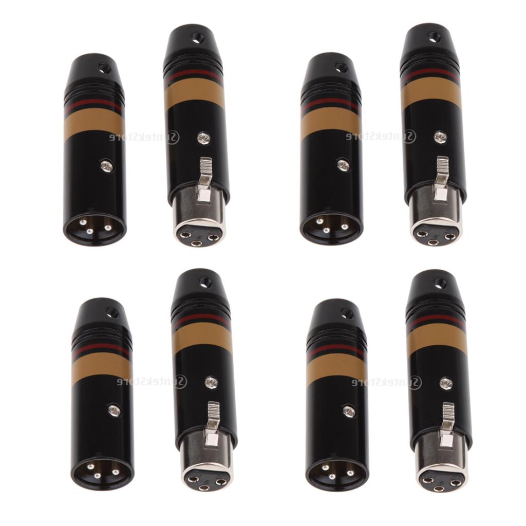 8pcs Silver Plated XLR 3Pin Male & Female Audio Mic Microphone Connectors