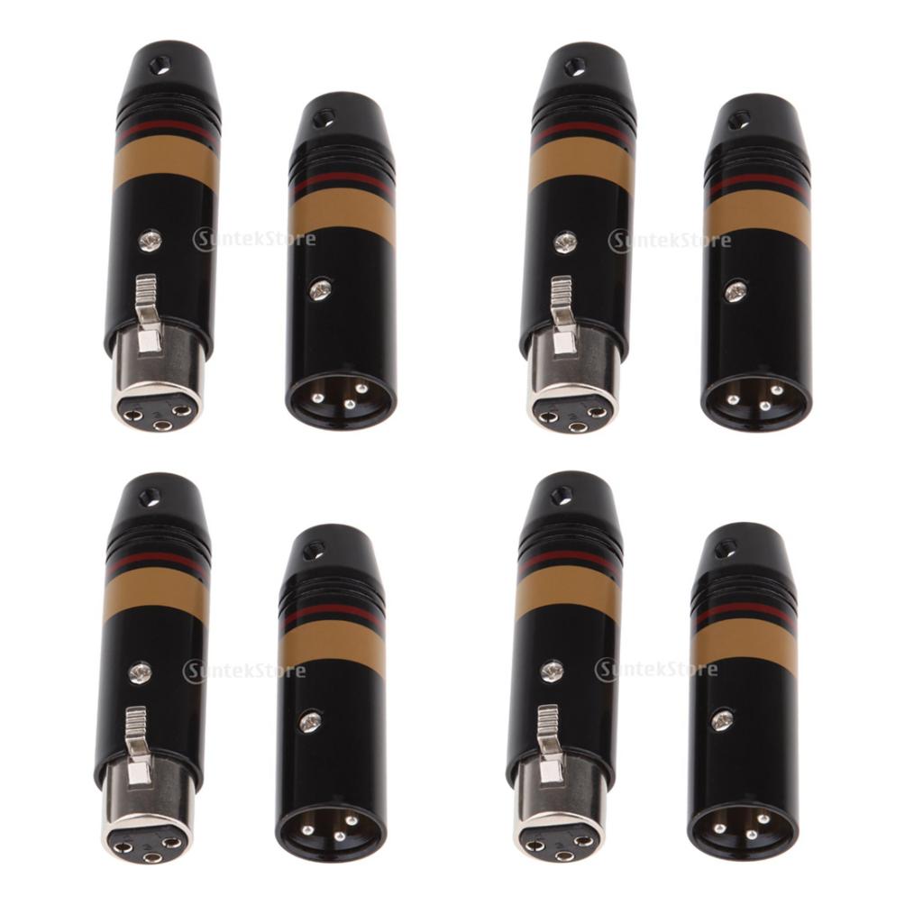 8pcs Silver Plated XLR 3Pin Male & Female Audio Mic Microphone Connectors
