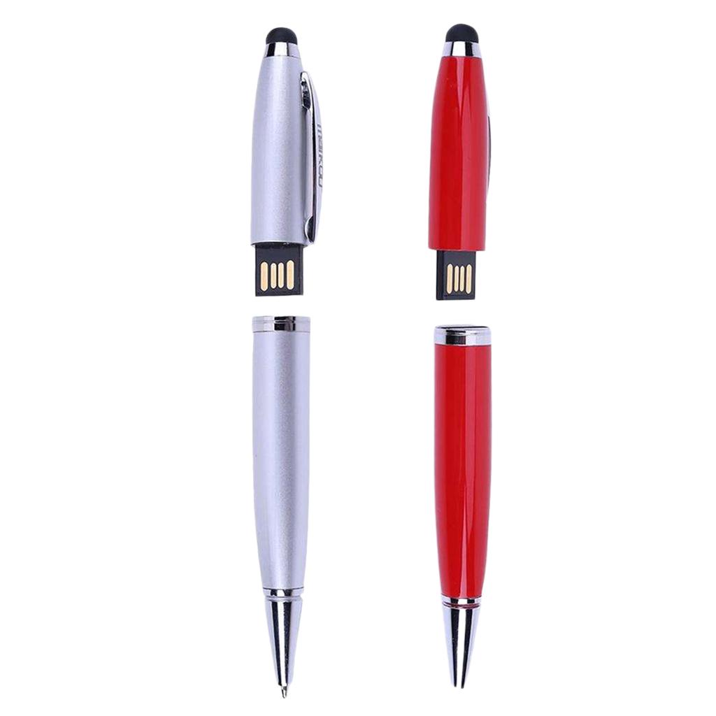 2 Pcs 3in1 USB 2.0 Flash U Disk Screen Stylus Pen Writing Ballpoint Pen 32GB
