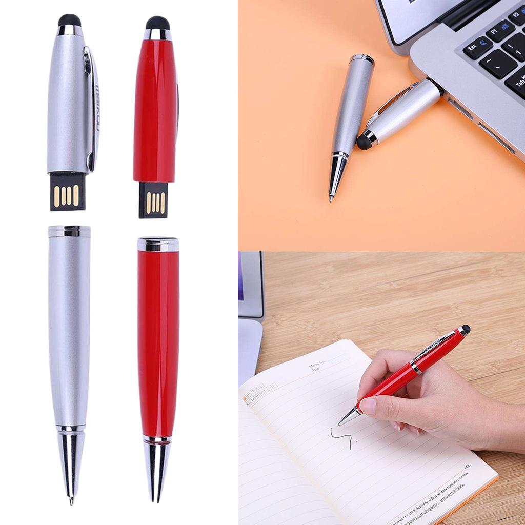2 Pcs 3in1 USB 2.0 Flash U Disk Screen Stylus Pen Writing Ballpoint Pen 32GB