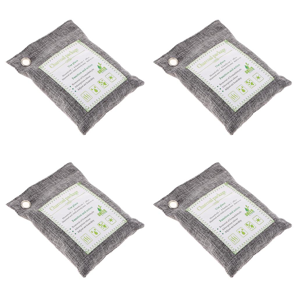 4 Pack Bamboo Charcoal Air Purifying Freshener Odor Eliminator Bag Gray