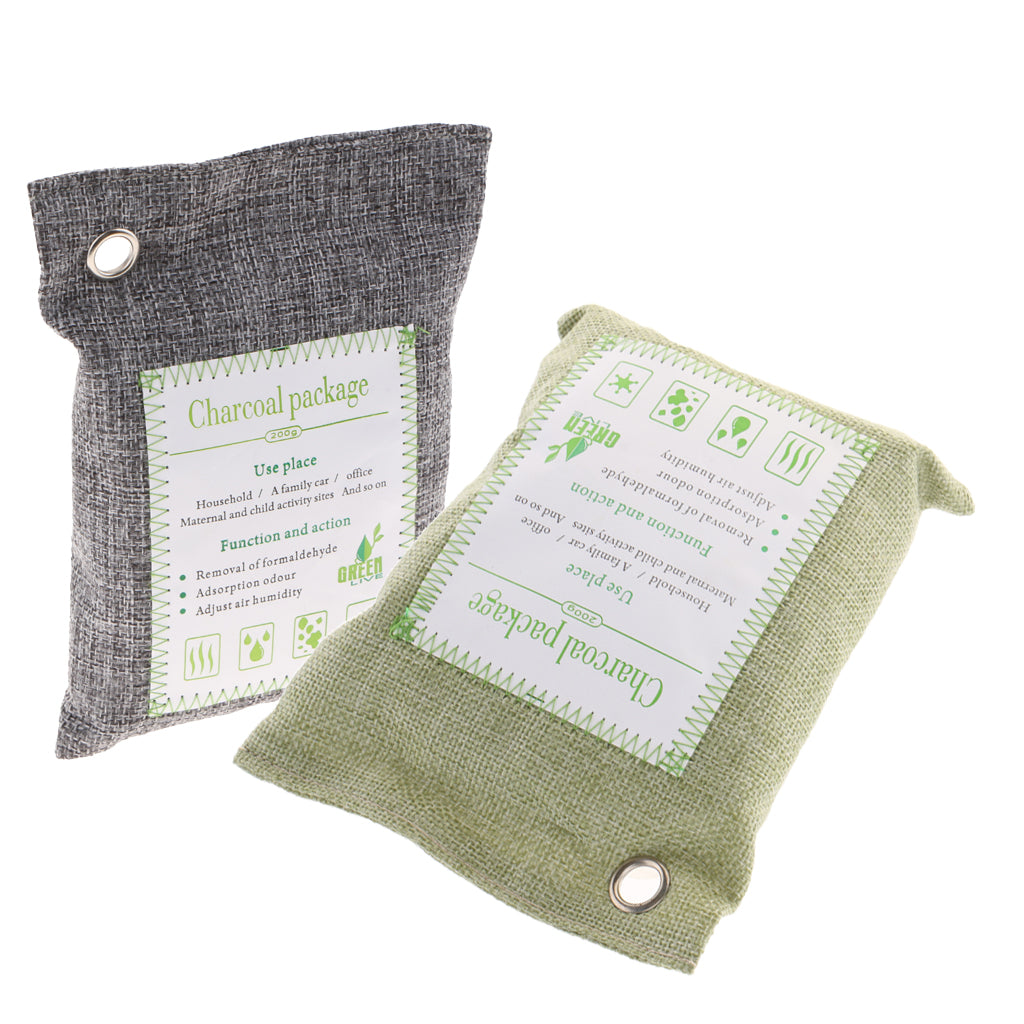 2 Pack Bamboo Charcoal Air Purifying Freshener Odor Eliminator Bags
