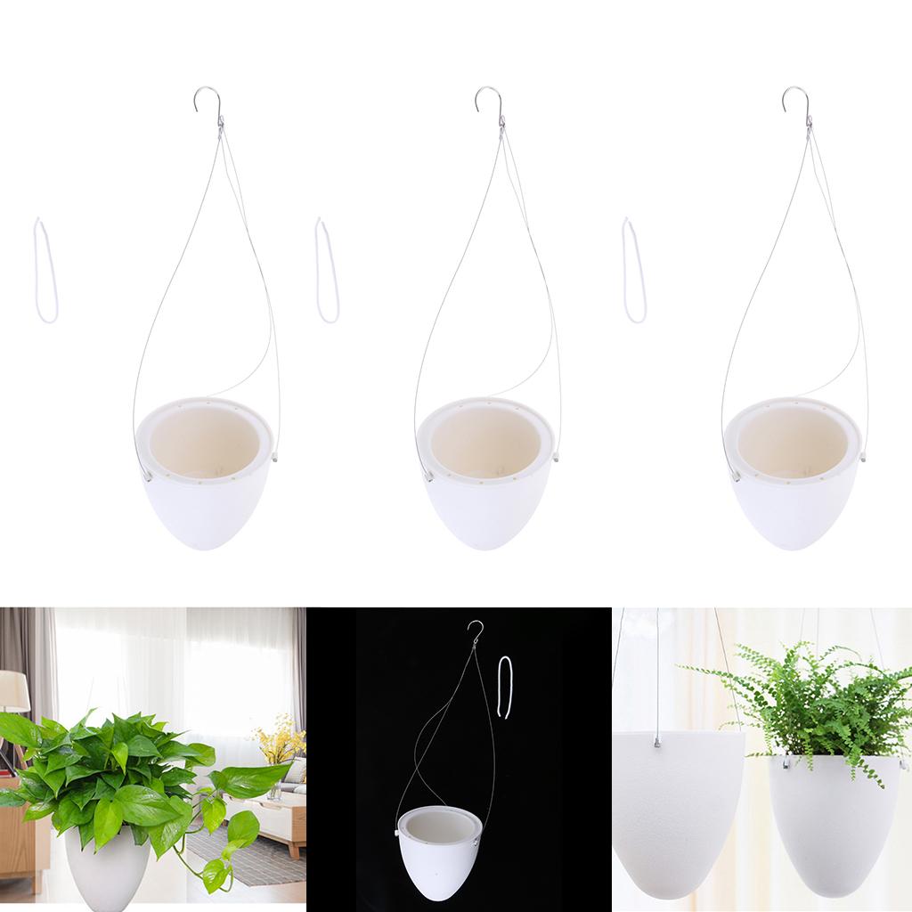 3-Piece Hanging Plastic Self - Watering Flower Succulent Pot with Chain Hook