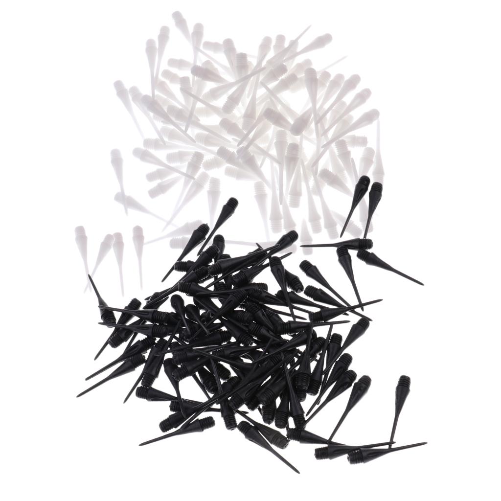 200 Pcs Dart Soft Tips Points 2BA Standard Darts Shaft Needle Black & White