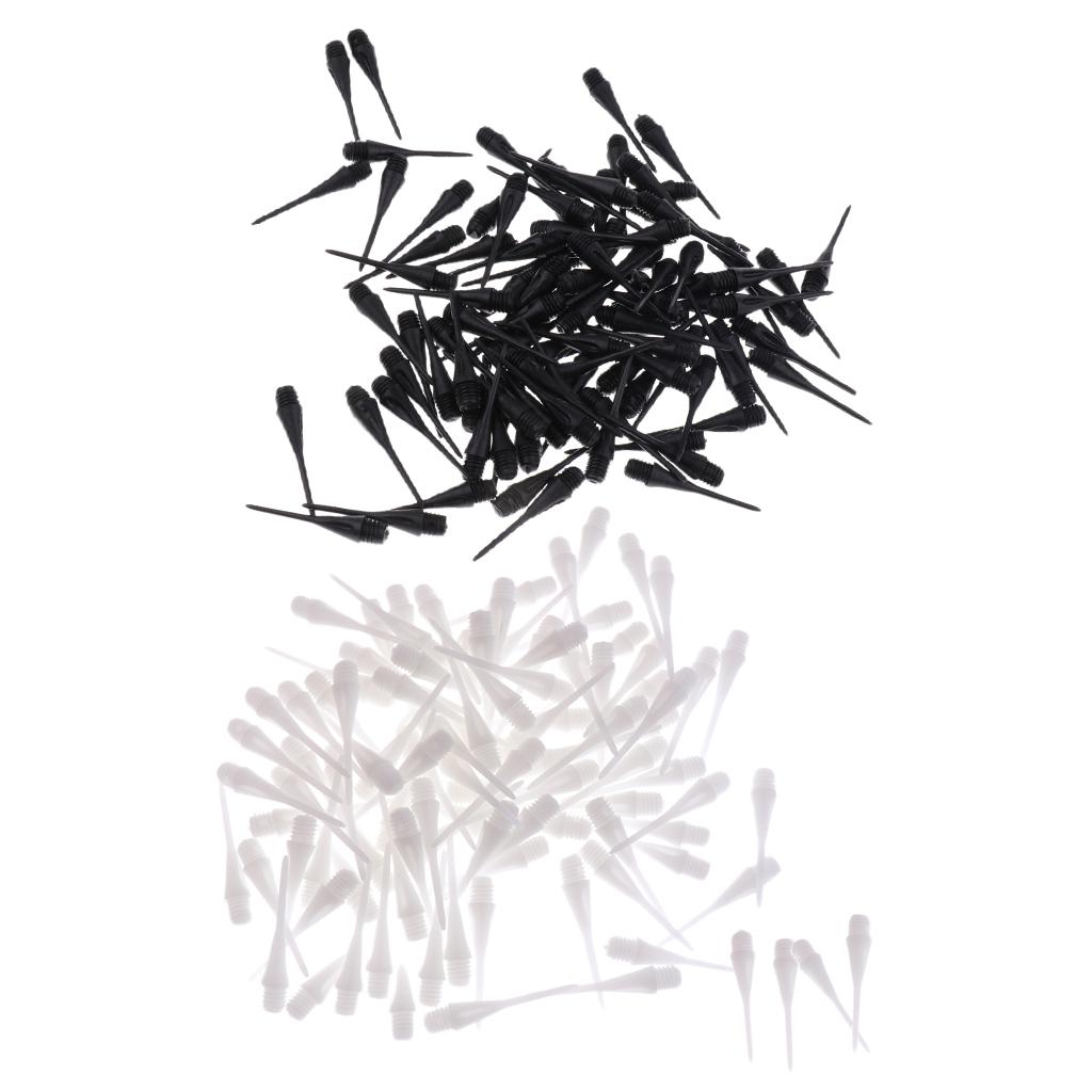 200 Pcs Dart Soft Tips Points 2BA Standard Darts Shaft Needle Black & White