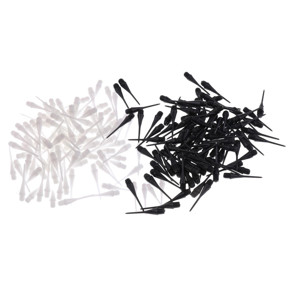 200 Pcs Dart Soft Tips Points 2BA Standard Darts Shaft Needle Black & White