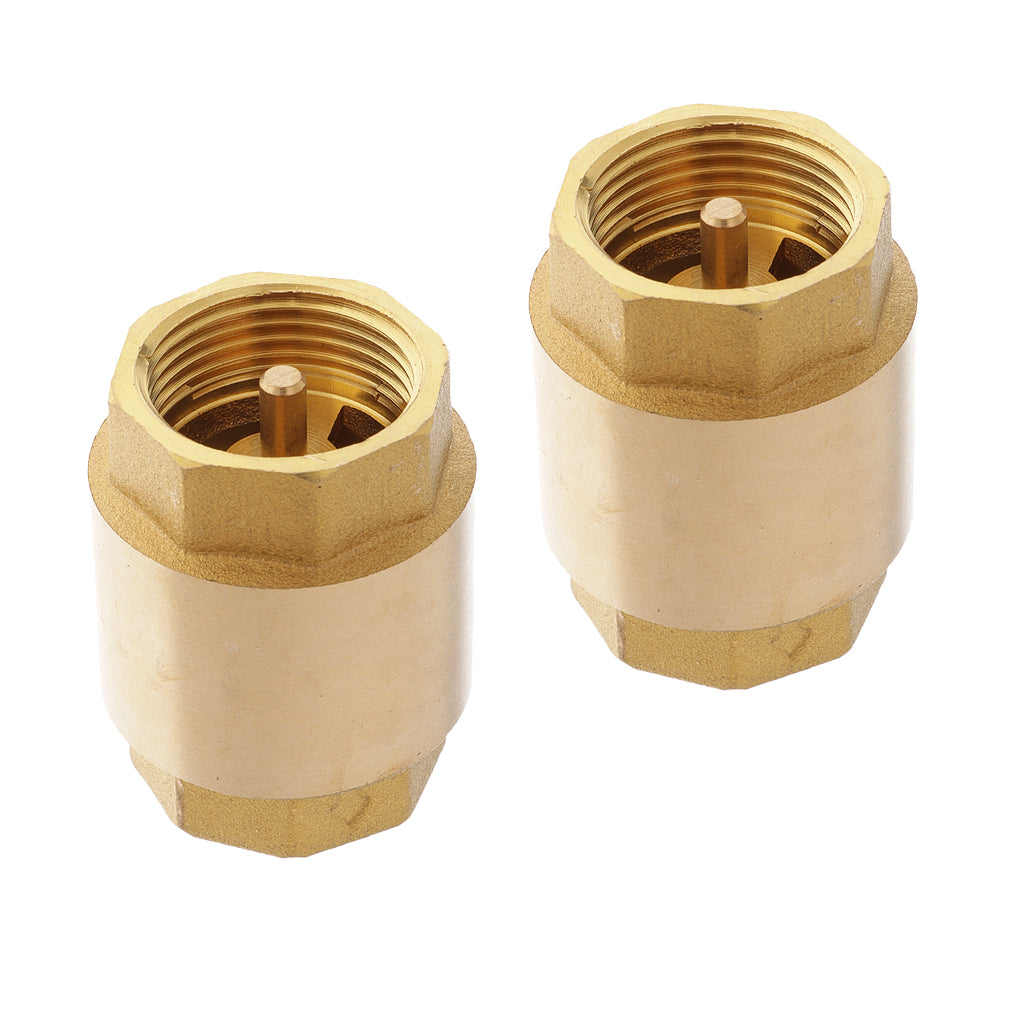 2Pcs 3/4 Inch NPT Vertical In-line Spring Loaded Brass Check Valve