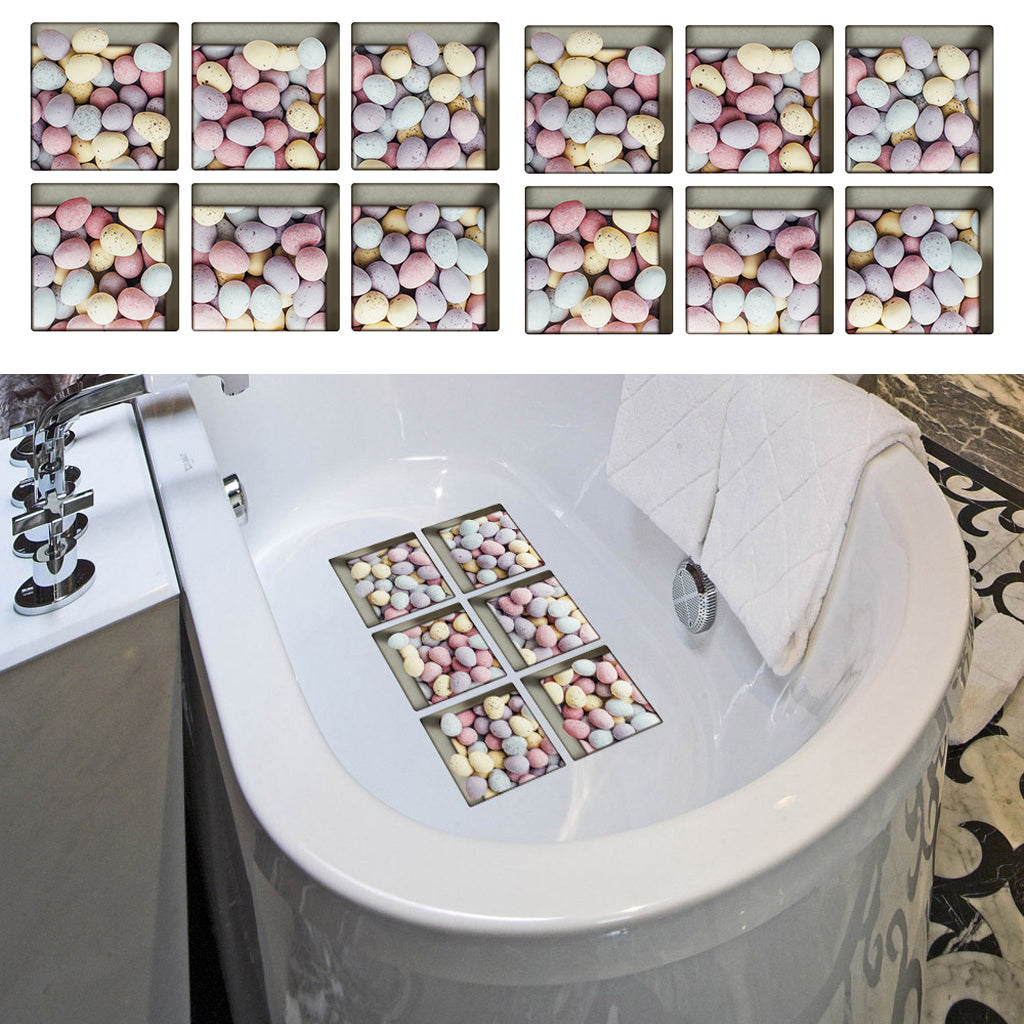 12pcs 3D Effect Non Slip and Waterproof Bathtub Sticker Stone Pattern