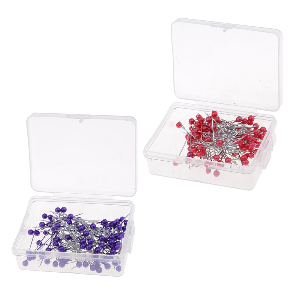 200pcs Multicolor Pearlized Head Pins for DIY Jewelry Components Red/Purple