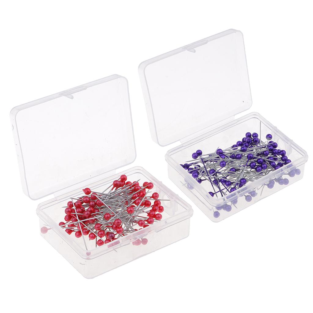 200pcs Multicolor Pearlized Head Pins for DIY Jewelry Components Red/Purple