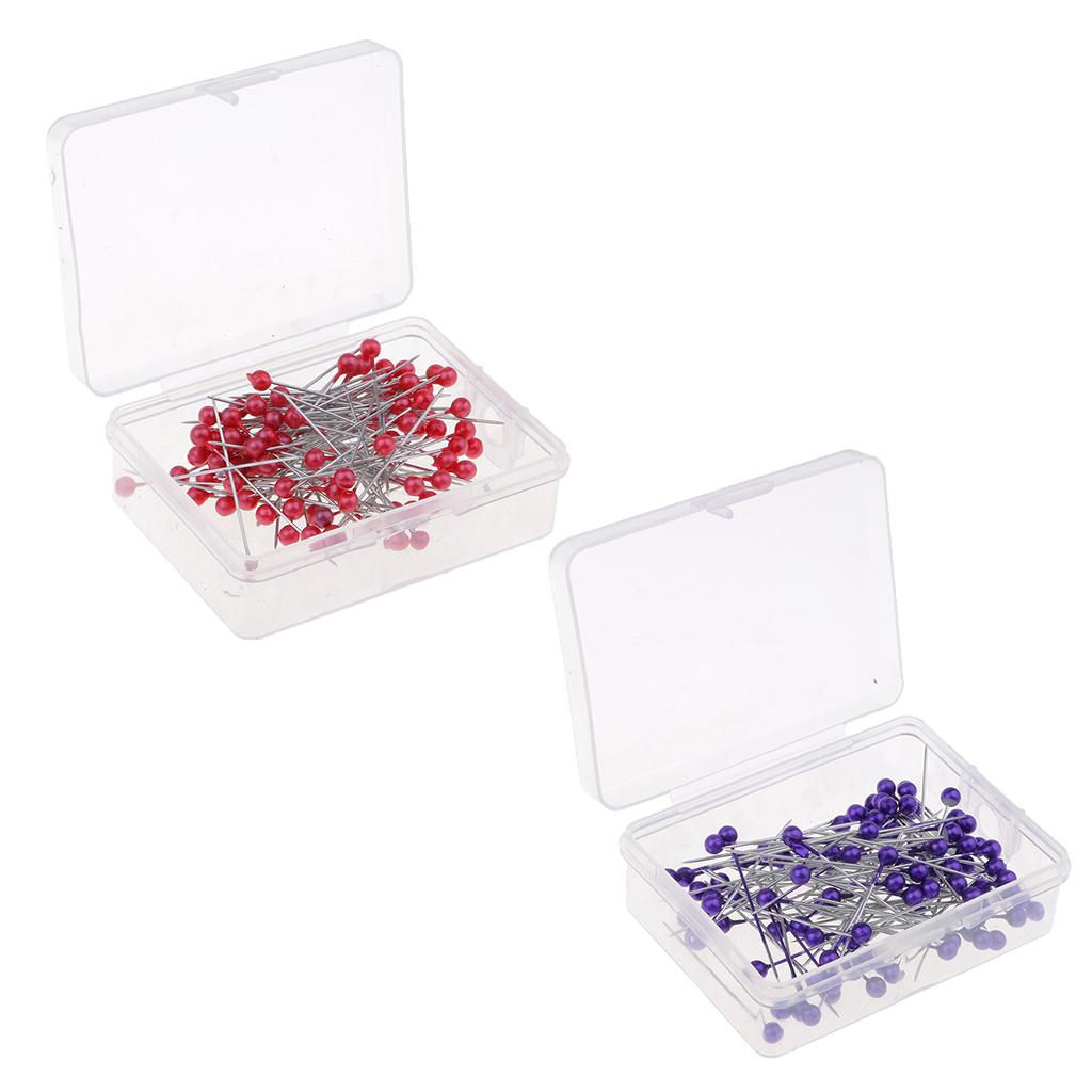 200pcs Multicolor Pearlized Head Pins for DIY Jewelry Components Red/Purple