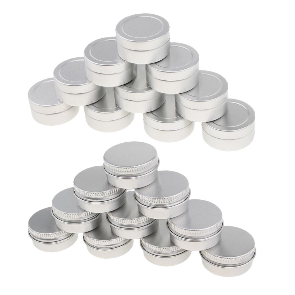 20pcs Aluminium Lip Balm Tin Pots Cosmetic Cream Jars Bottle Container 10ml