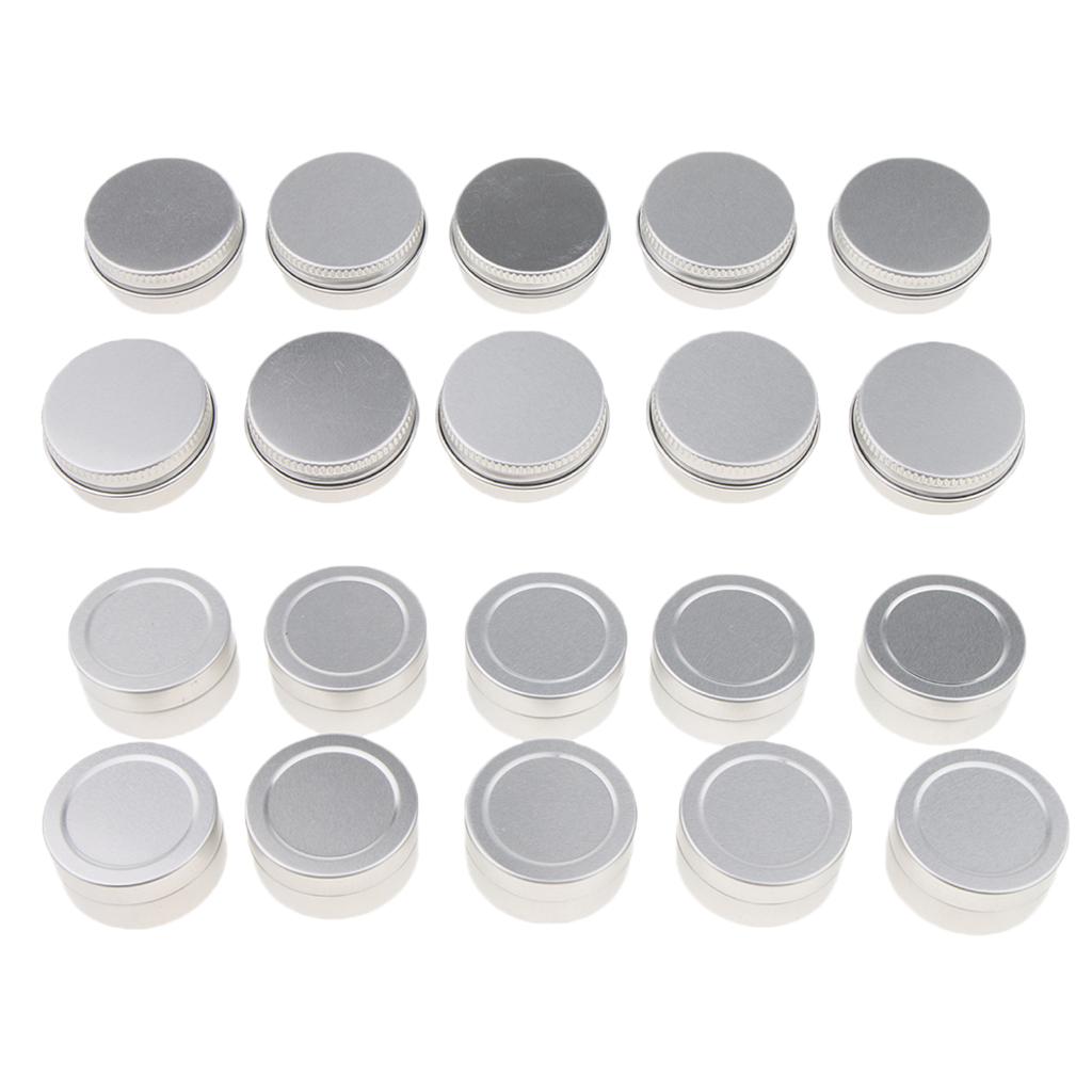 20pcs Aluminium Lip Balm Tin Pots Cosmetic Cream Jars Bottle Container 10ml