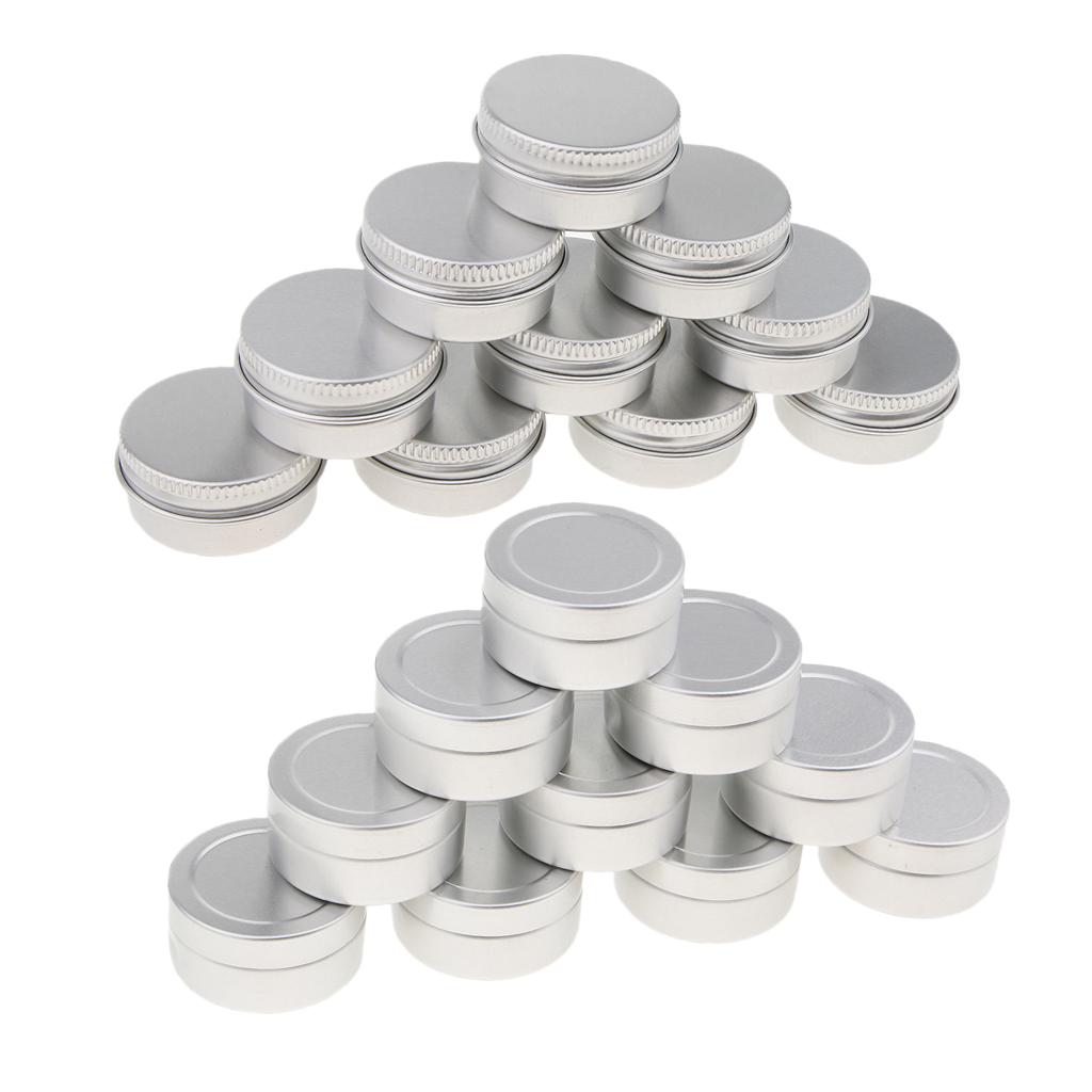20pcs Aluminium Lip Balm Tin Pots Cosmetic Cream Jars Bottle Container 10ml
