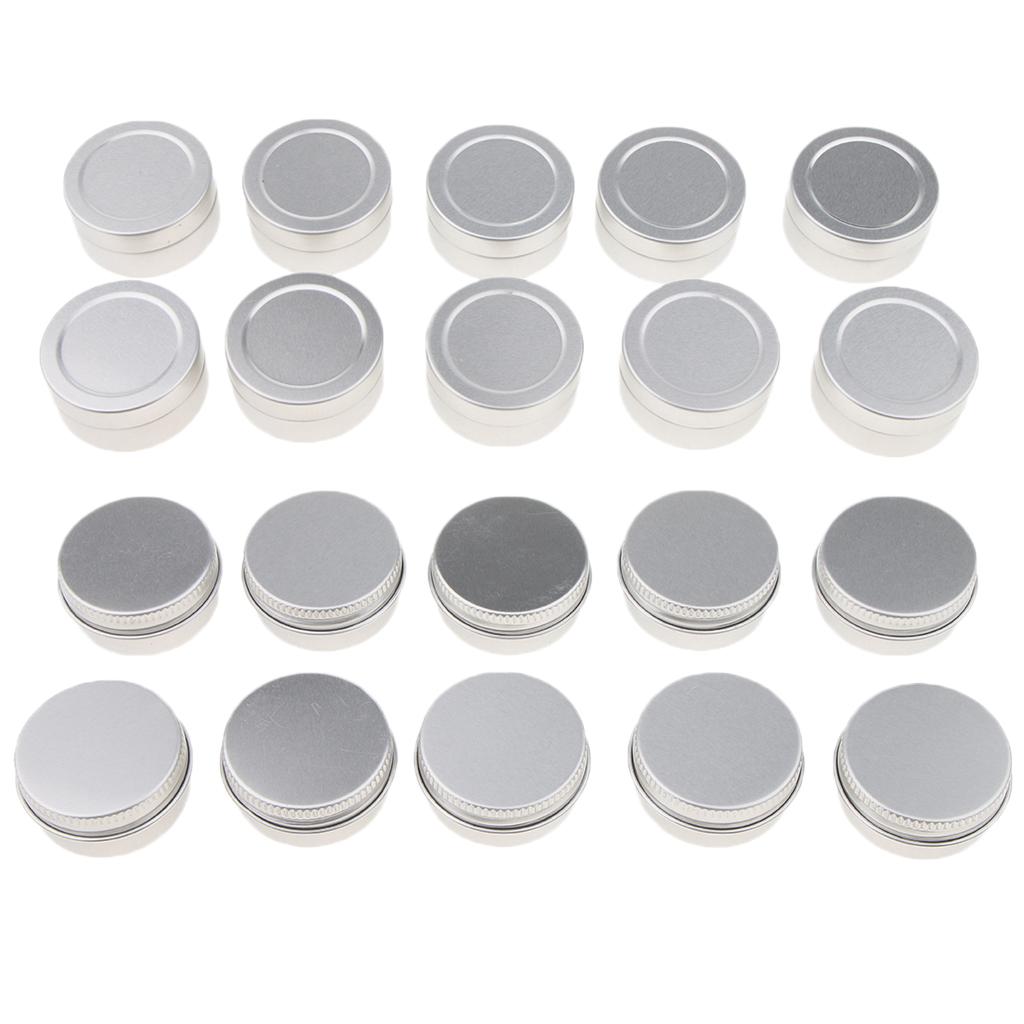 20pcs Aluminium Lip Balm Tin Pots Cosmetic Cream Jars Bottle Container 10ml