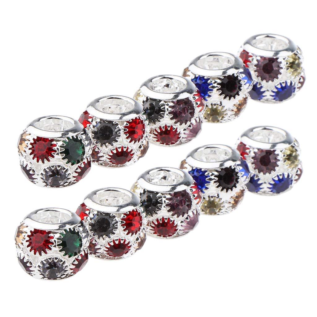 10pcs Dreadlock Hair Beads Hair Braid Pins Rings Cuff Clips Jewelry Colorful