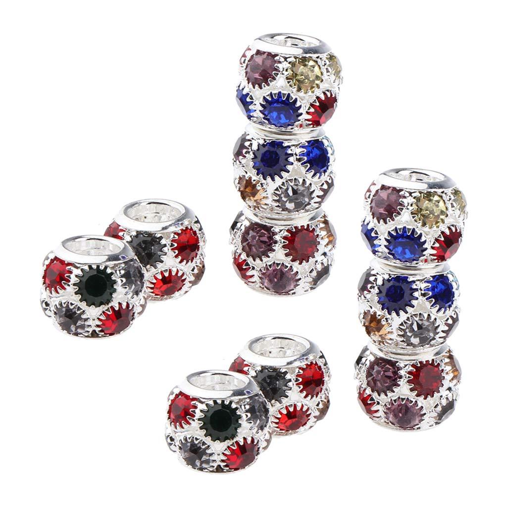 10pcs Dreadlock Hair Beads Hair Braid Pins Rings Cuff Clips Jewelry Colorful