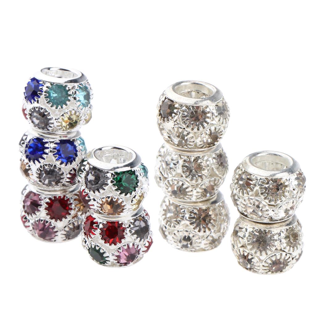 10pcs Dreadlock Hair Beads Hair Braid Pins Rings Cuff Clips Fashion Jewelry