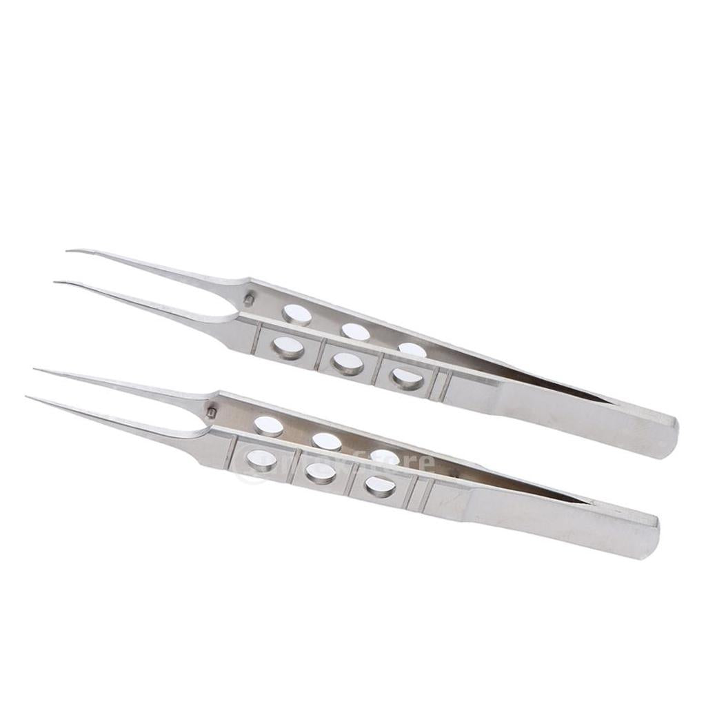2pcs Double Eyelid Micro Surgery Forcep Ophthalmic Tweezers Precision Supply