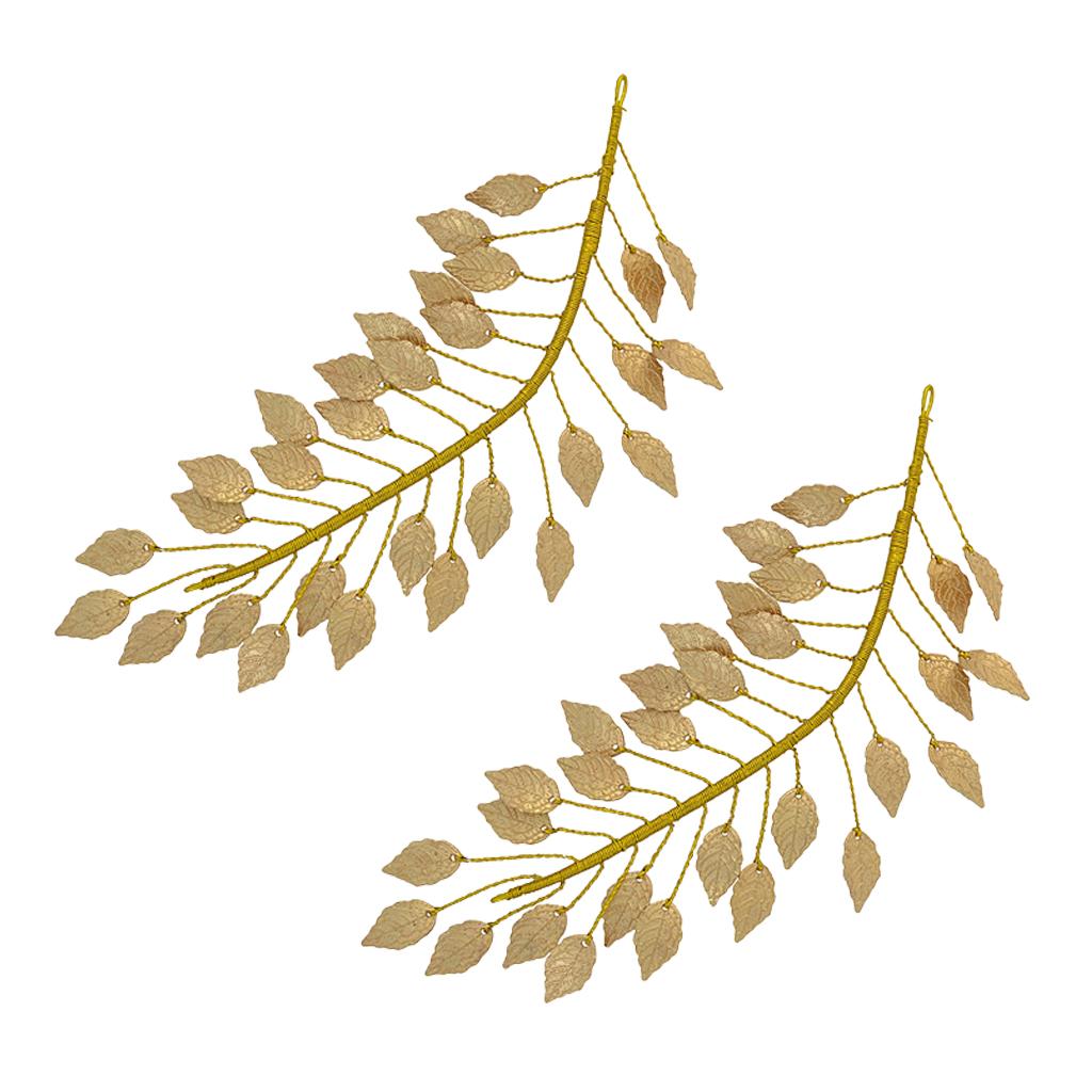 2Packs Gold Leaf Branch Dainty Bridal Hair Crown Headband Wedding Jewelry