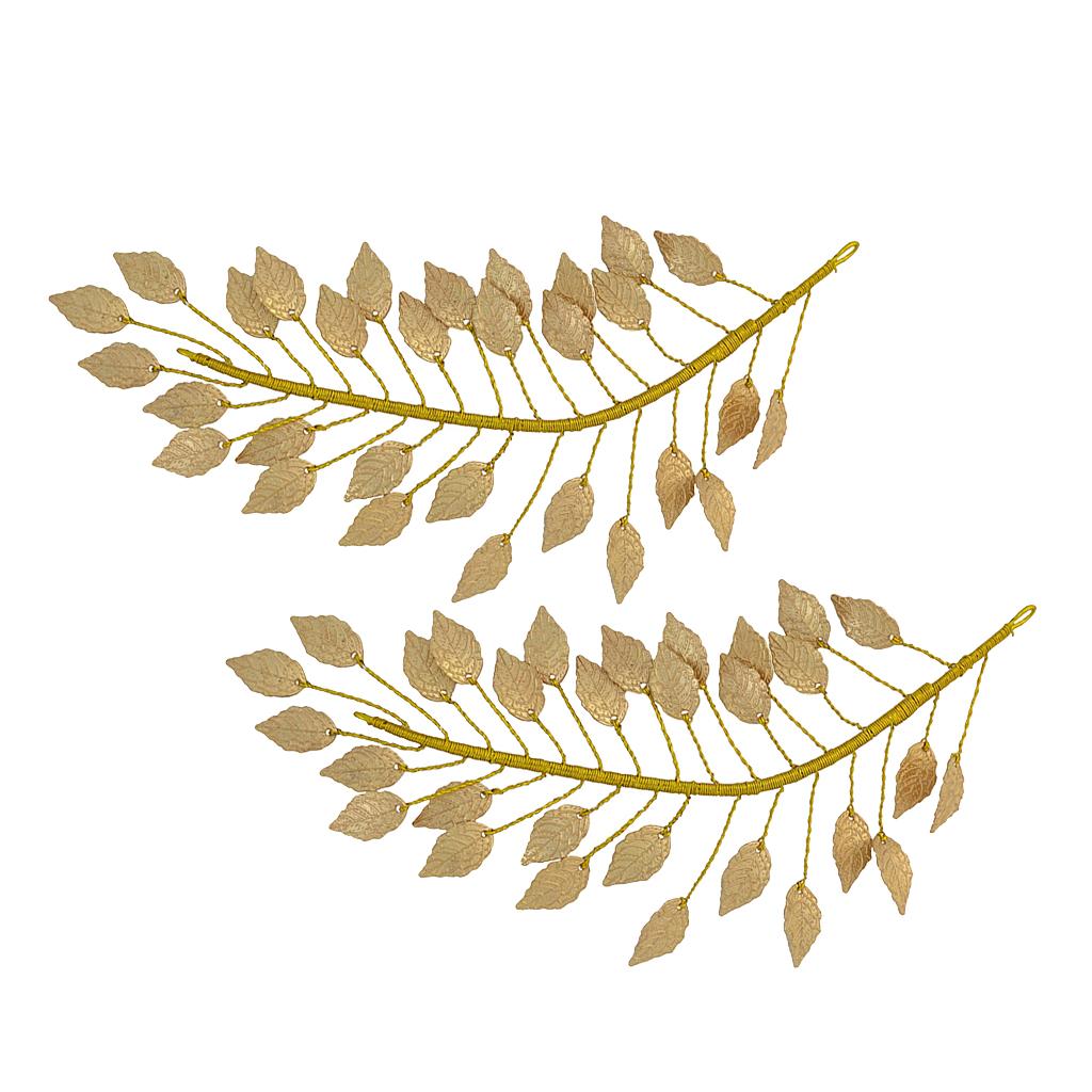2Packs Gold Leaf Branch Dainty Bridal Hair Crown Headband Wedding Jewelry