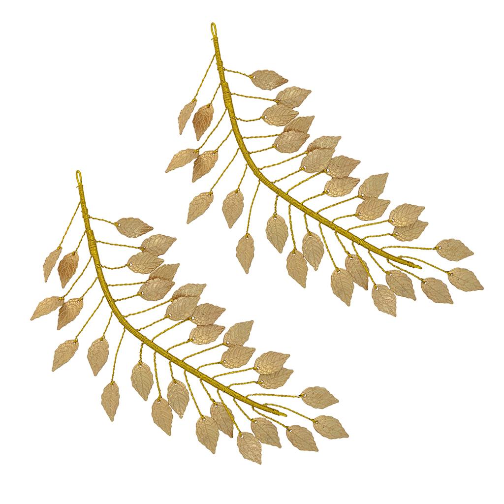 2Packs Gold Leaf Branch Dainty Bridal Hair Crown Headband Wedding Jewelry