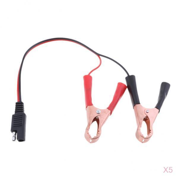 5x 18AWG SAE to Alligator Clips Extension Cable Car Battery Jumper Booster