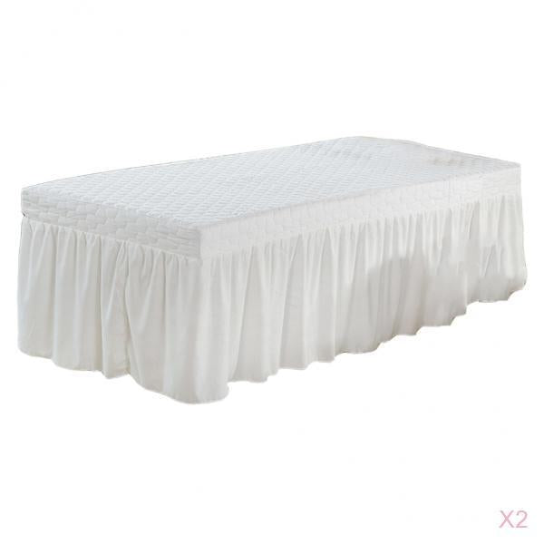 2xMassage Table Skirt Beauty Bed Cover Valance Sheet 2 White