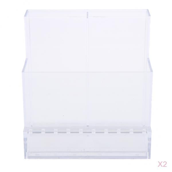2x Acrylic Nail Drill Machine Nail Drill Bits Holder Stand Display Box Clear
