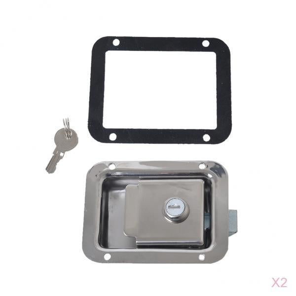 2 x Marine Yacht RV Stainless Steel Paddle Latch & Key for Caravans Tool Box