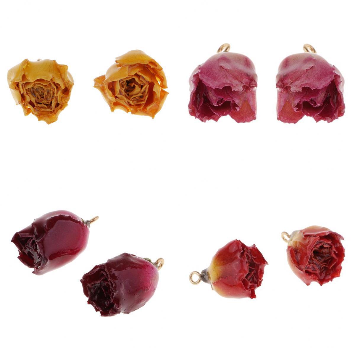 8 Pieces Mixed Resin Dried Flower Rose Charms DIY Jewelry Making Findings