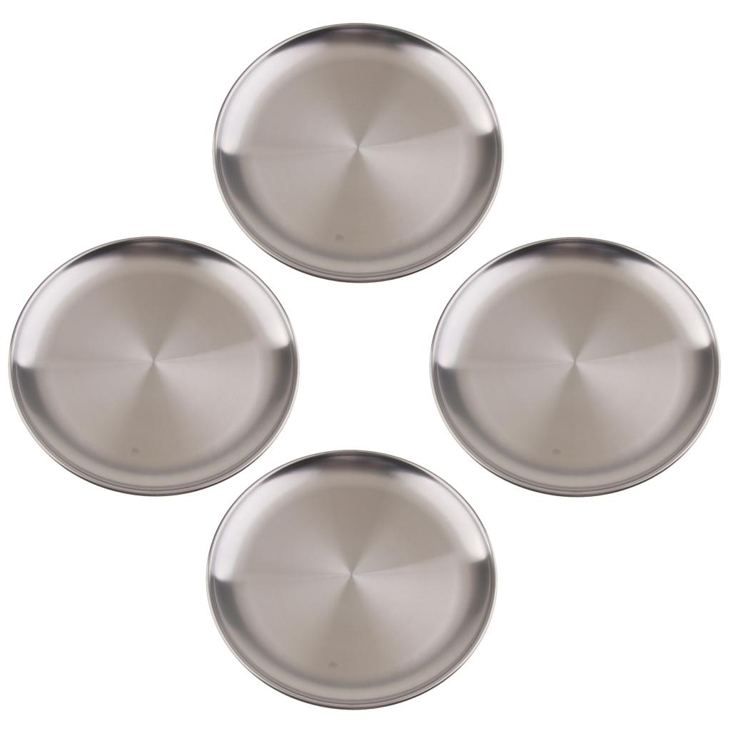 4Pcs stainless steel shallow dish barbecue plate fruit plate dinner plate