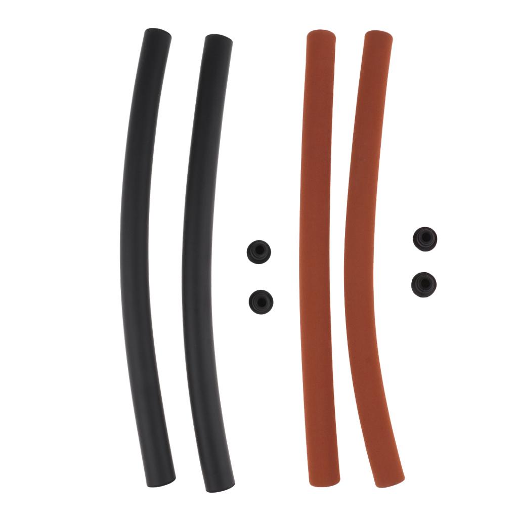 2 Pairs Foamed Silicone Bicycle Handlebar Grips Bright Black+Matte Brown