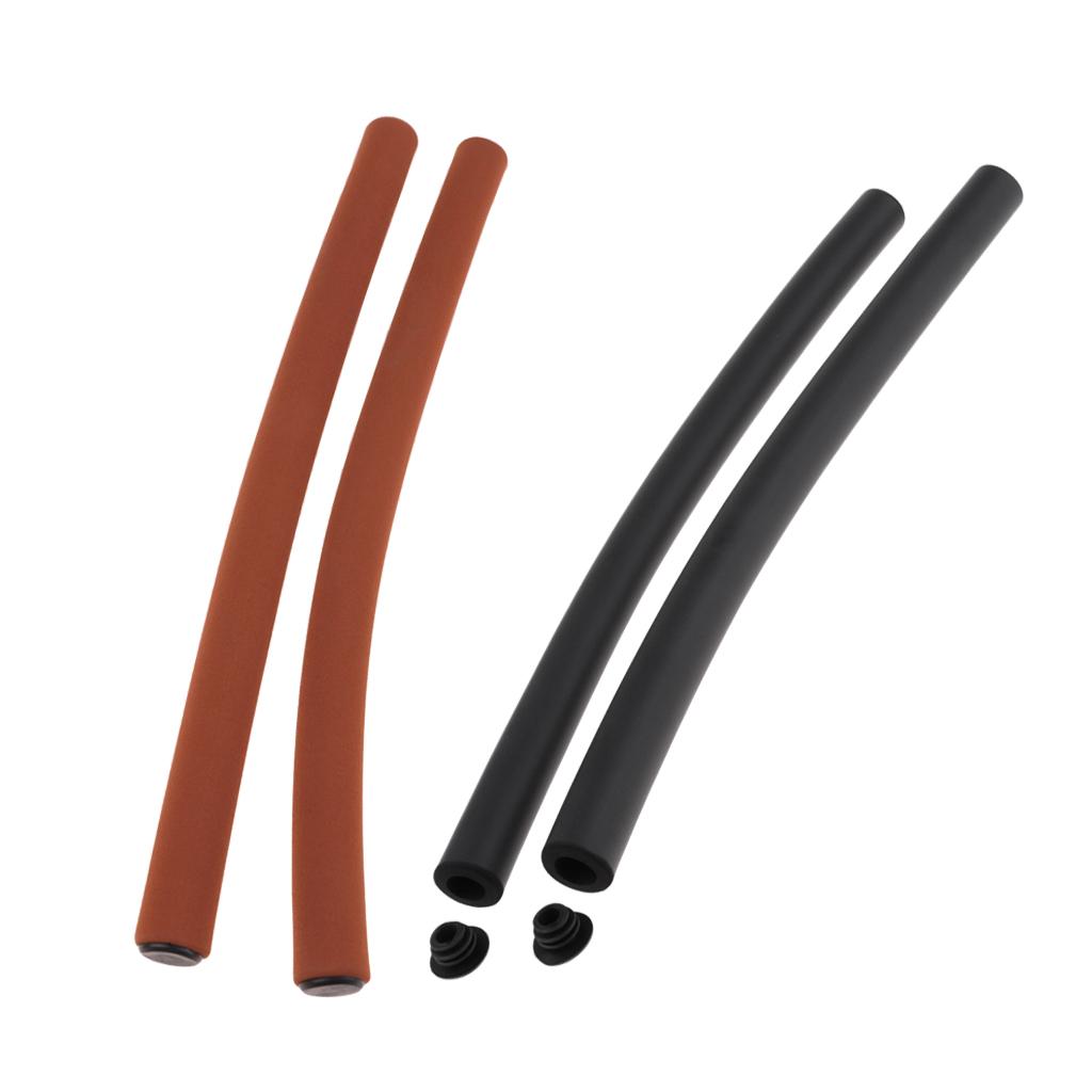 2 Pairs Foamed Silicone Bicycle Handlebar Grips Bright Black+Matte Brown