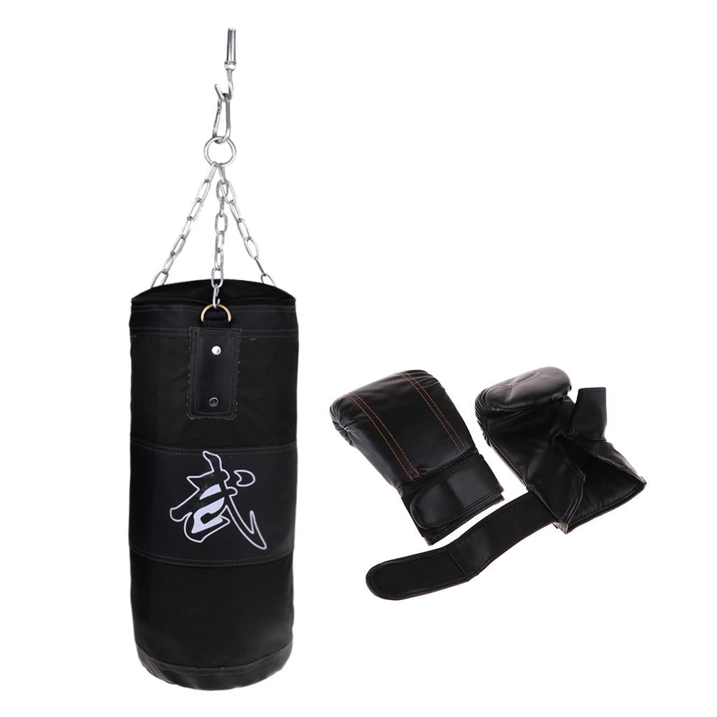 Canvas Empty Fitness Kickboxing Punching Bag With PU Leather Boxing Gloves