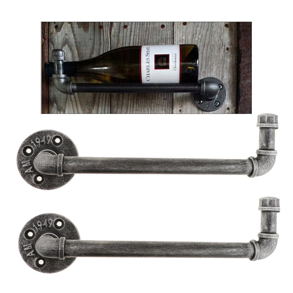 2-set Industrial Plumbing Pipe Wine Rack Champagne Bottle Holder Rack 12inch