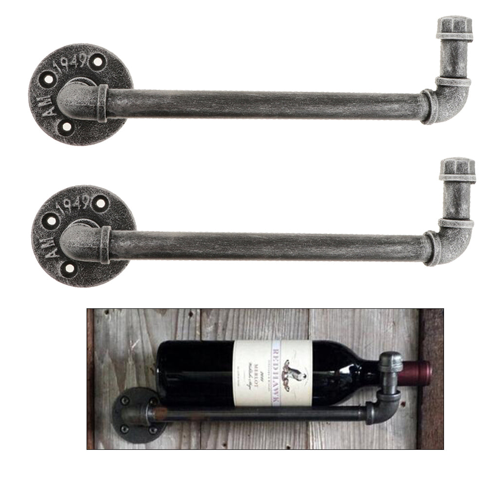 2-set Industrial Plumbing Pipe Wine Rack Champagne Bottle Holder Rack 12inch