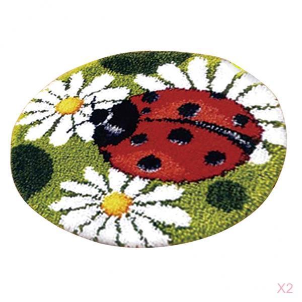 2 Sets Ladybug Latch Hook Kits for Adults Carpet Cushion Embroidery Crafts