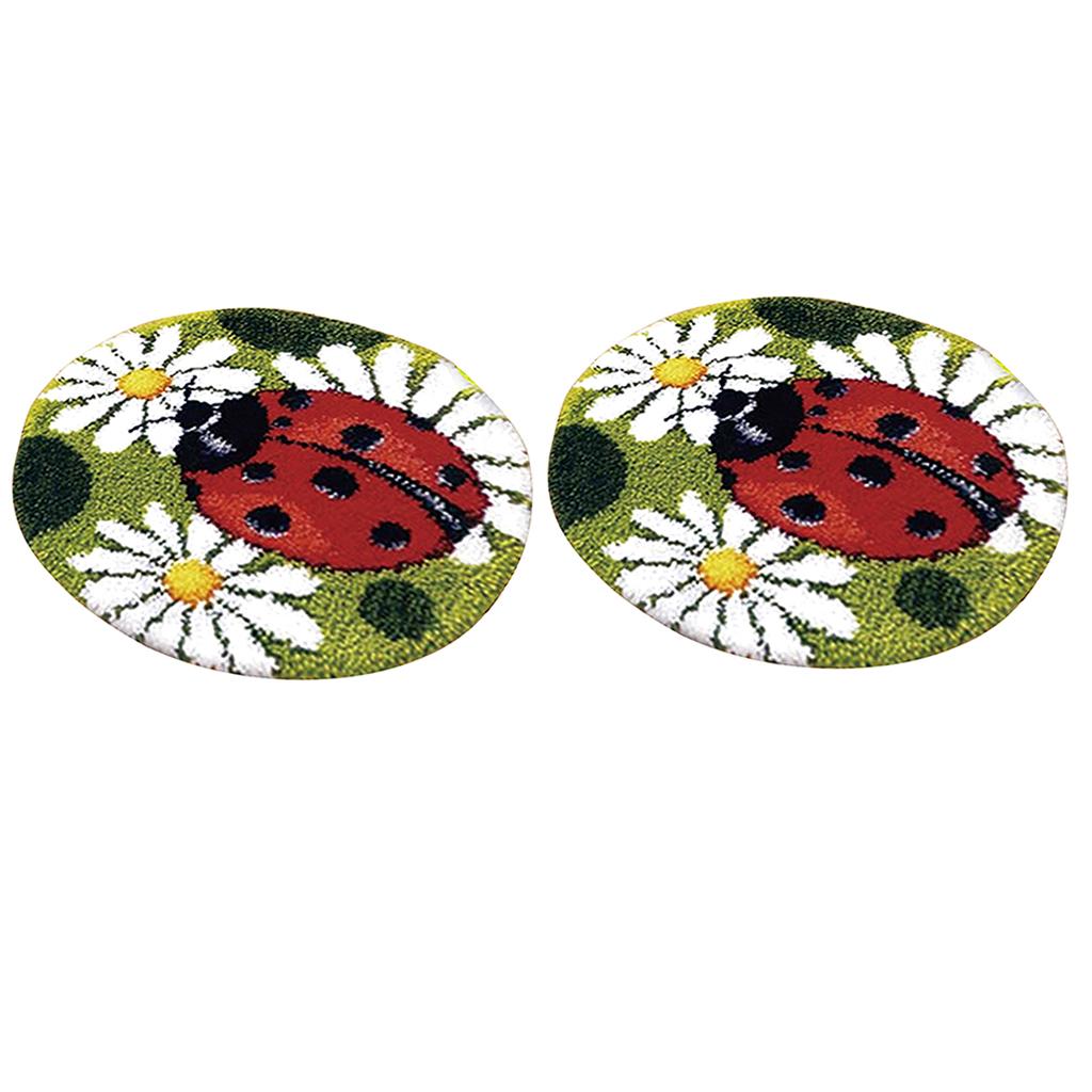 2 Sets Ladybug Latch Hook Kits for Adults Carpet Cushion Embroidery Crafts