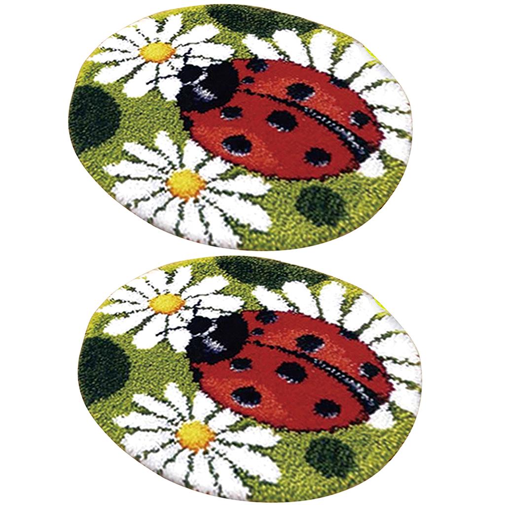 2 Sets Ladybug Latch Hook Kits for Adults Carpet Cushion Embroidery Crafts