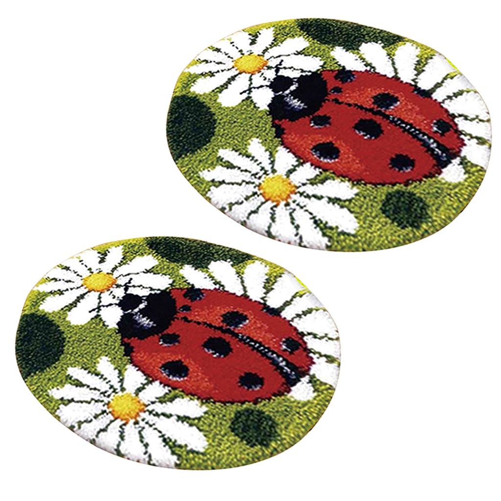 2 Sets Ladybug Latch Hook Kits for Adults Carpet Cushion Embroidery Crafts