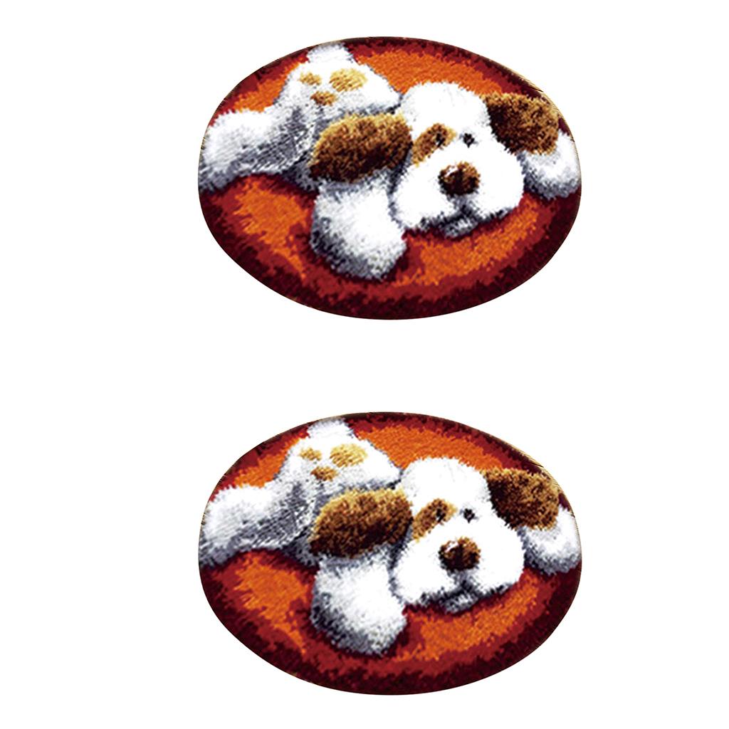 2 Sets Latch Hook Kits Carpet Latch Hooking Rug Kits Cushion Embroidery Dog