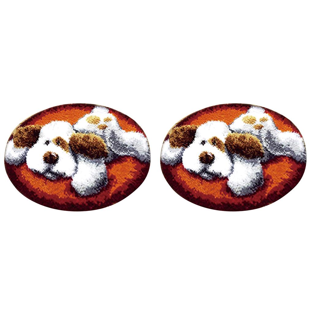 2 Sets Latch Hook Kits Carpet Latch Hooking Rug Kits Cushion Embroidery Dog