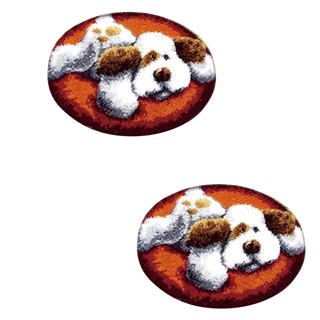 2 Sets Latch Hook Kits Carpet Latch Hooking Rug Kits Cushion Embroidery Dog